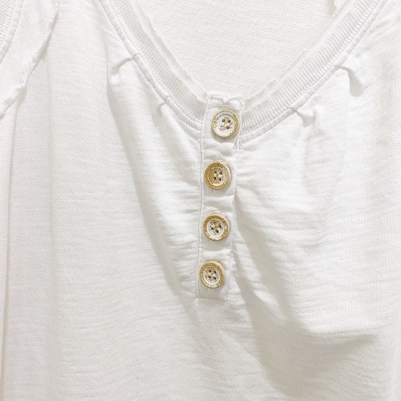 C&C Organic Cotton Raw Edge Button Tank White XS - Picture 4 of 11